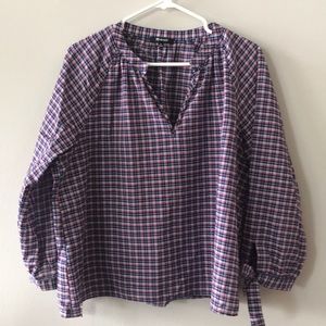 Madewell blue and red plaid top